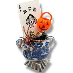 Vintage Halloween Teensy Treats Miniature Assemblage Pumpkin Pail